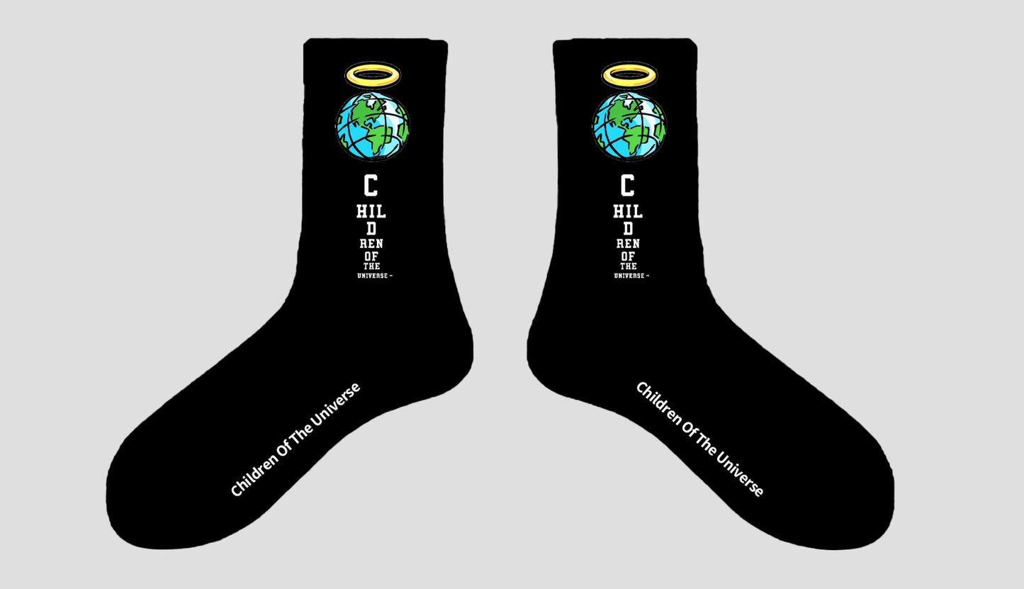 Children of The Universe "THE WORLD IS YOURS" Black Socks